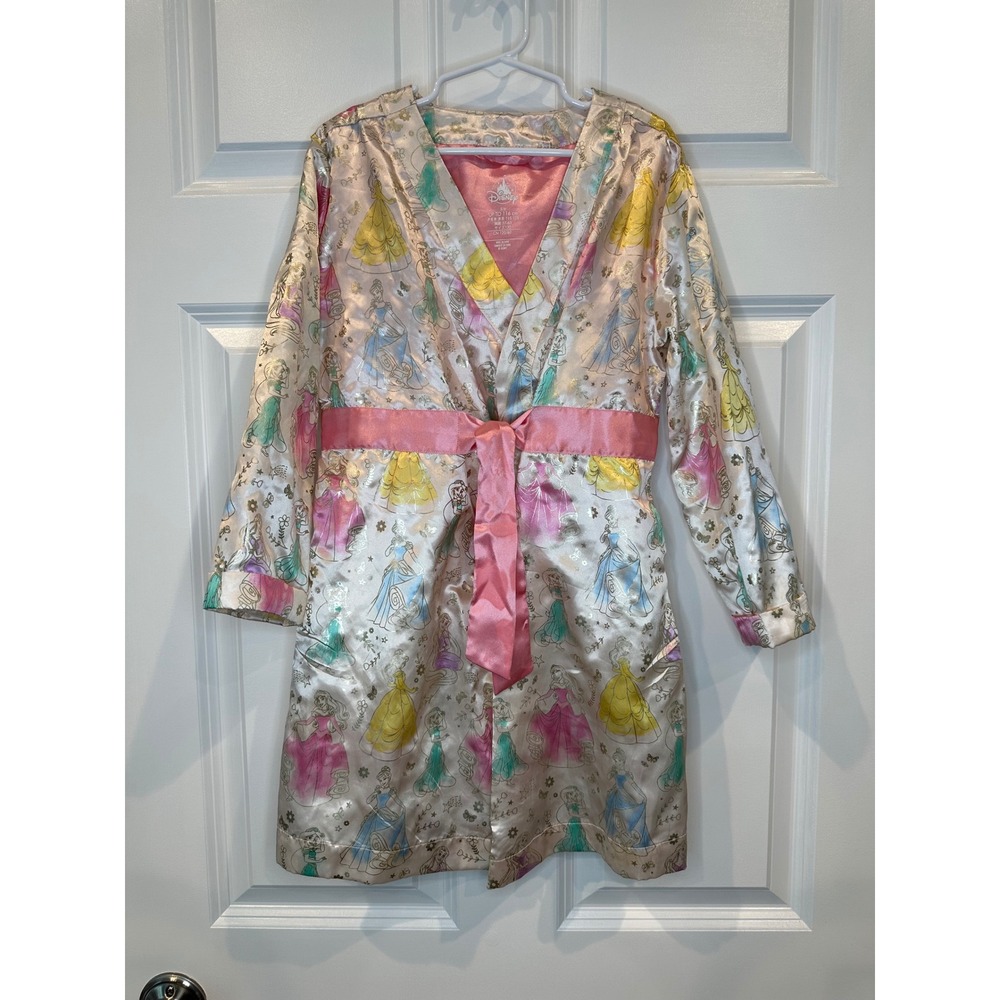 Disney Princess Robe Kids Size 5/6 Satin Kimono Style Sleepwear with‎ Pink Sash